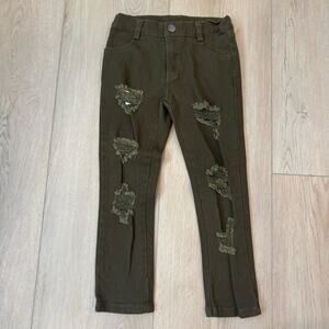 Raxtin Jeans Skinny Distressed Olive Green 5